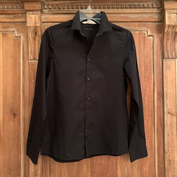 H&M Youth Black Button Up Shirt Black Size 13/ 14 - Picture 8 of 10